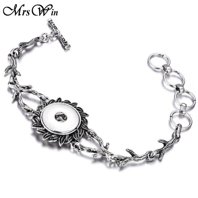 New Snap Jewelry Vintage18mm Metal Snap Button Bracelet Bohemian Watches Women Jewelry Pulseras Button Bracelet