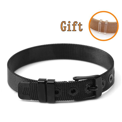 Buipoey Stainless Steel Bracelet Base Chain Charm Jewelry Bracelet For Women Men Watch Belt Charm 10mm Mesh Belt Bracelet Gift