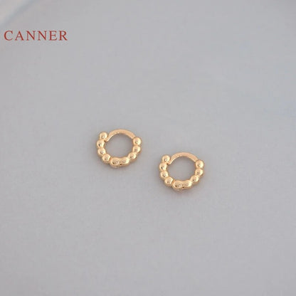 CANNER Round fashion Earrings Hoops 100% 925 Sterling Silver Zircon Earrings For Women Jewelry Gold Korean Aretes De Mujer