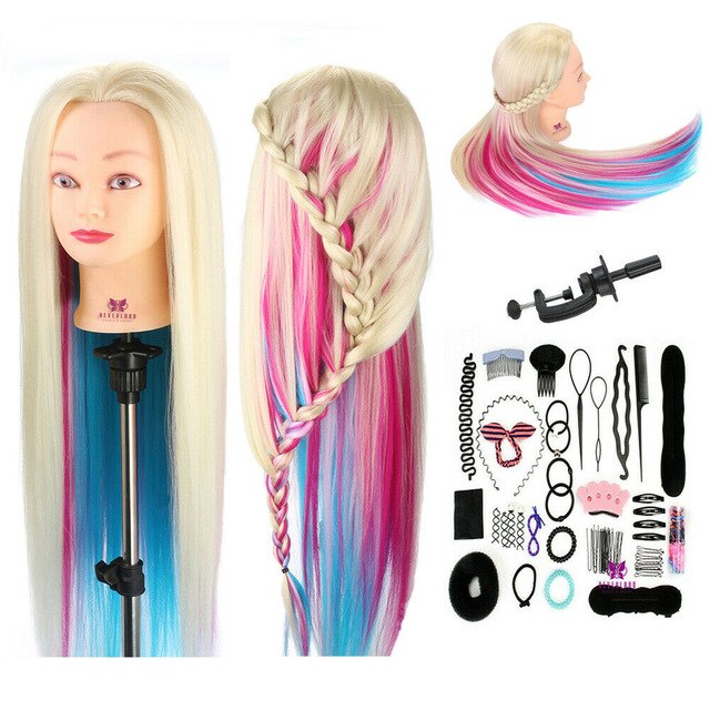 Neverland 29Inch Colorful Synthetic Hair Mannequin Head For Hairstyles Hairdressing Training Head Dummy Doll Clamp Accessories