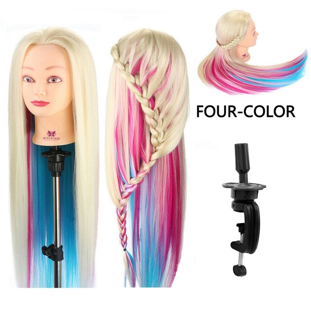 Neverland 29Inch Colorful Synthetic Hair Mannequin Head For Hairstyles Hairdressing Training Head Dummy Doll Clamp Accessories