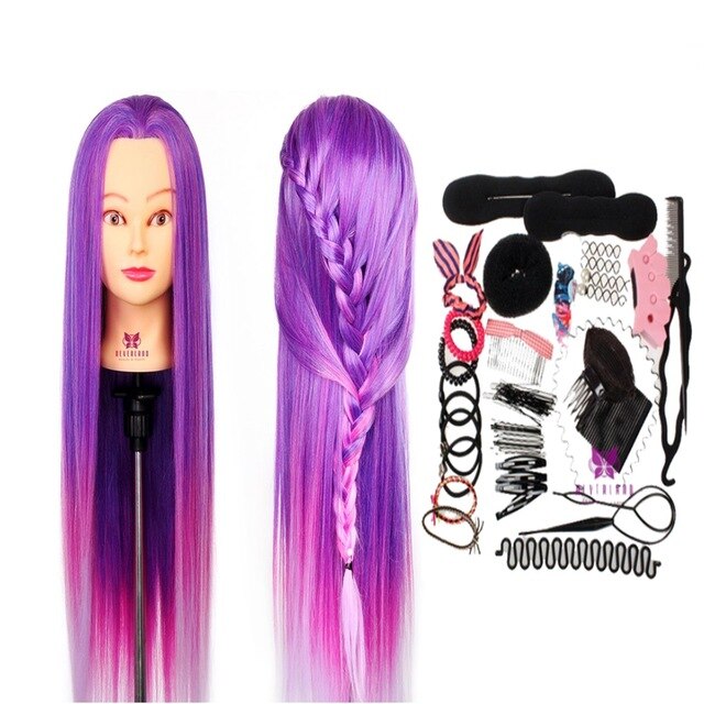 Neverland 29Inch Colorful Synthetic Hair Mannequin Head For Hairstyles Hairdressing Training Head Dummy Doll Clamp Accessories