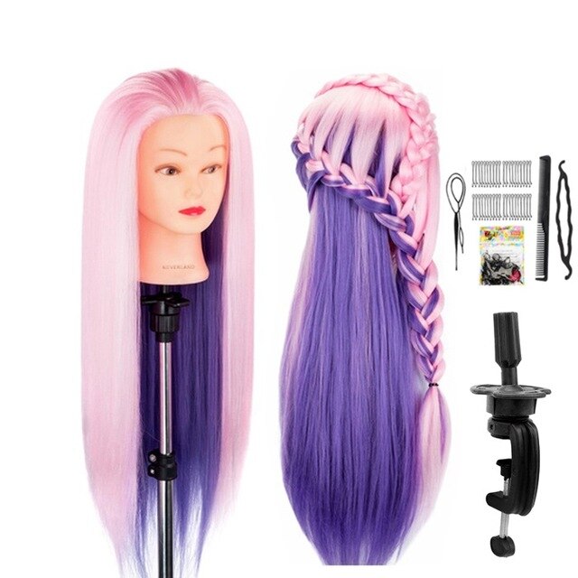Neverland 29Inch Colorful Synthetic Hair Mannequin Head For Hairstyles Hairdressing Training Head Dummy Doll Clamp Accessories