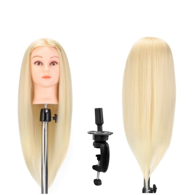 NEVERLAND  26" 100% Real Hair Training Mannequin Head Curling Women Professional Hairdresser Practice Manikin  Head with Stand