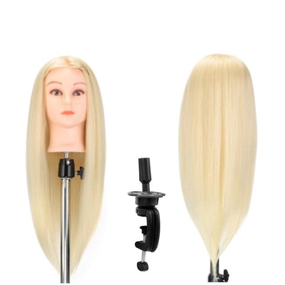 NEVERLAND  26" 100% Real Hair Training Mannequin Head Curling Women Professional Hairdresser Practice Manikin  Head with Stand