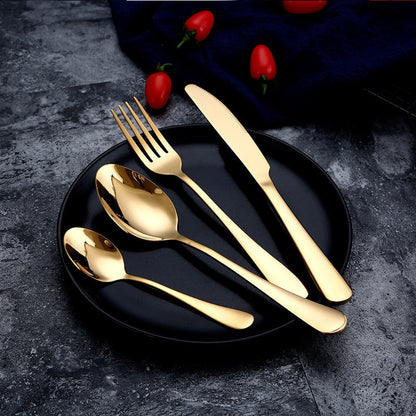 Gold Spoon Knife Set Gold Cutlery Knives Sets Wedding Tableware Forks Knives Spoons Silverware Travel Cutlery Set Dropshipping