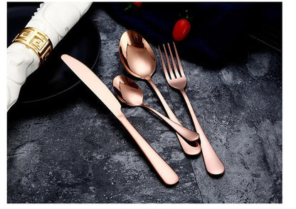 Gold Spoon Knife Set Gold Cutlery Knives Sets Wedding Tableware Forks Knives Spoons Silverware Travel Cutlery Set Dropshipping