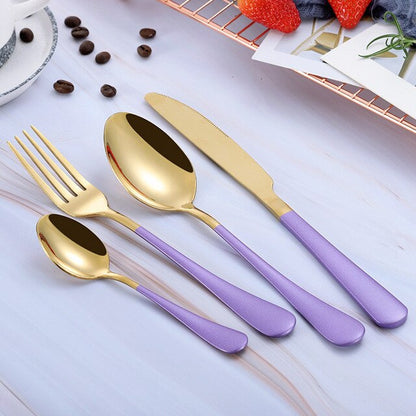 Gold Spoon Knife Set Gold Cutlery Knives Sets Wedding Tableware Forks Knives Spoons Silverware Travel Cutlery Set Dropshipping