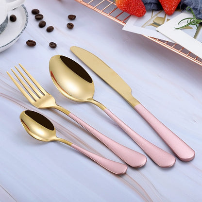 Gold Spoon Knife Set Gold Cutlery Knives Sets Wedding Tableware Forks Knives Spoons Silverware Travel Cutlery Set Dropshipping