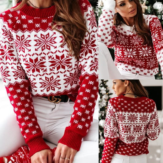2020 Sweater Women Christmas Long Sleeve Base Knitting Fashin Female Family Outfit Matching Mom Daughter Pajamas Couple Warm
