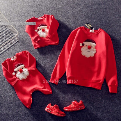 2021 Christmas Family Matching Clothes Winter Cotton Warm Thick Elf Deer Print Sweaters Xmas New Year Family Look Outfits