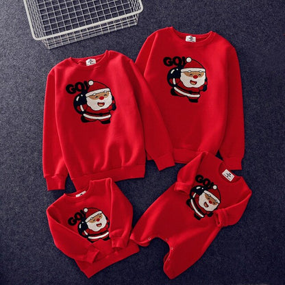 2021 Christmas Family Matching Clothes Winter Cotton Warm Thick Elf Deer Print Sweaters Xmas New Year Family Look Outfits
