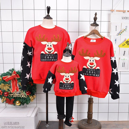 2021 High Quality Christmas Adult Kids Pajamas New Year Women Family Match Santa Claus Elk Sweaters Xmas Sweatshirt Gift Outfits