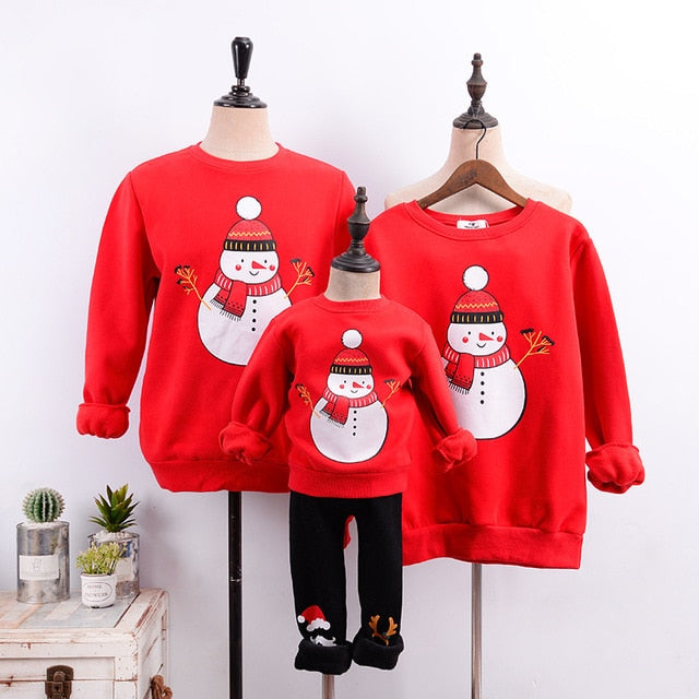 2021 High Quality Christmas Adult Kids Pajamas New Year Women Family Match Santa Claus Elk Sweaters Xmas Sweatshirt Gift Outfits