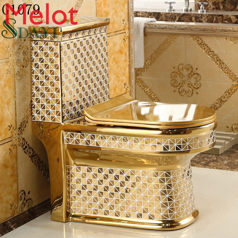 Ceramic gold color wc toilet bowl bathroom golden toilet seat