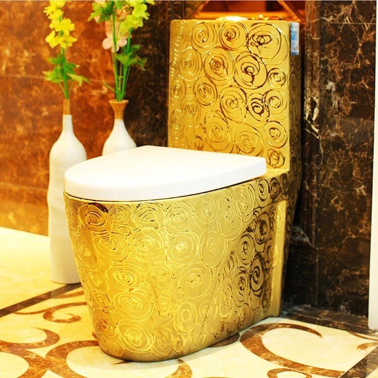 Gold rose pattern high quality TOILET