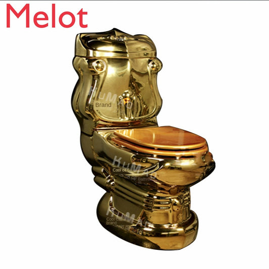 European Style Court Gold Toilet Retro Toilet Embossed Split Color Toilet Gold Creative Wall Drainage Toilet