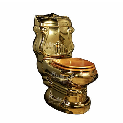 European Style Court Gold Toilet Retro Toilet Embossed Split Color Toilet Gold Creative Wall Drainage Toilet