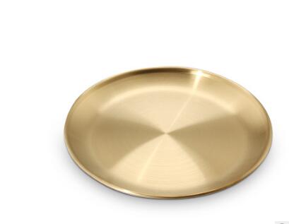 European Style Gold Dinner Plates Serving Dishes  Kitchen Round Cake Tray Western Steak Plates    WJ41801