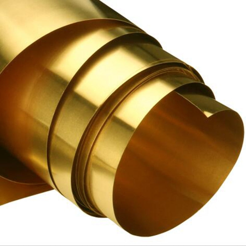 Thick 0.02mm 0.03mm 0.05mm Width 100mm Thin Latten Flitter Gold Sheet Yellow Copper Foil Brass Plate  Brass Strip