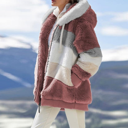 Women's Winter Coat Korean Fashion jacket woman Casual Stitching Plaid Ladies Clothes Hooded Zipper Ladies Coat Coat 2020