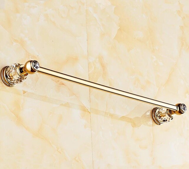 Luxury Zirconium Gold Solid Brass Toilet Paper Holder Polished Towel Bar Crystal Round Base Towel Ring Bathroom Accessories