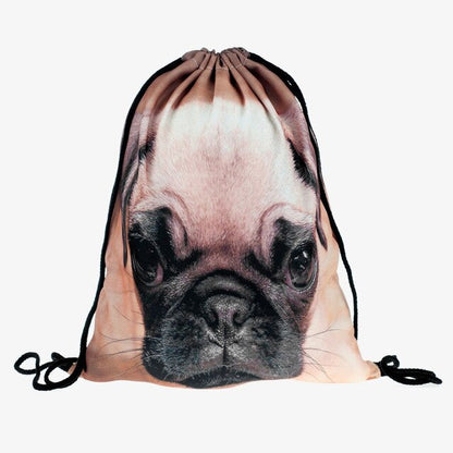 BalleenShiny Oxford 3D Digital Cats Dogs Drawstring Storage Bags Laundry Shoe Makeup Organizer Fashion Knapsack Travel Pouch