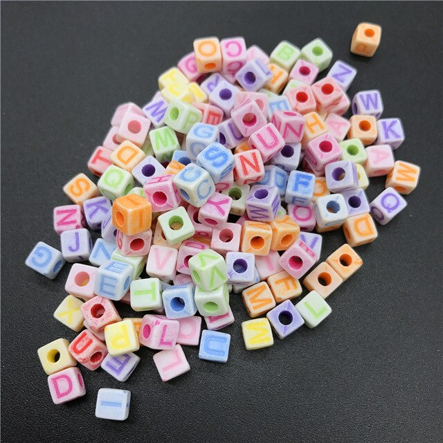 100pcs 6mm Mix Letter Beads Square Alphabet Beads Acrylic Beads DIY Jewelry Making For Bracelet Necklace Accessories