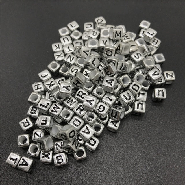 100pcs 6mm Mix Letter Beads Square Alphabet Beads Acrylic Beads DIY Jewelry Making For Bracelet Necklace Accessories