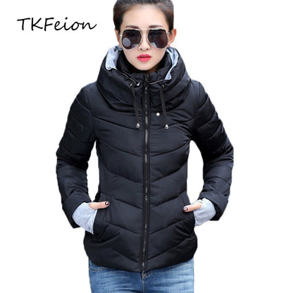 Women Autumn Winter Jacket Warm Parkas Plus 2018 New Ladies Thicken Short Outerwear Stand Collar Cotton Padded Female Slim Coats