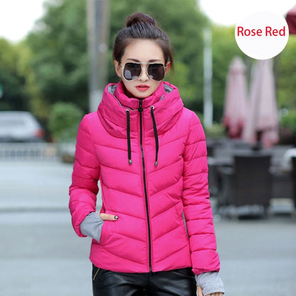 Women Autumn Winter Jacket Warm Parkas Plus 2018 New Ladies Thicken Short Outerwear Stand Collar Cotton Padded Female Slim Coats