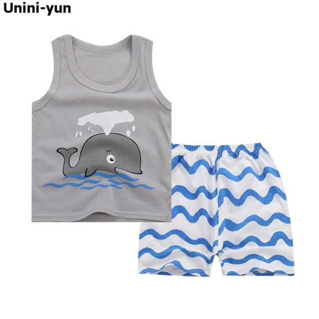 Summer Kids Clothes Children Clothing Baby Boy Set Toddler Baby Girls Clothing Set Cotton Cartoon T-shirts+Shorts for 1 2 3 4Y