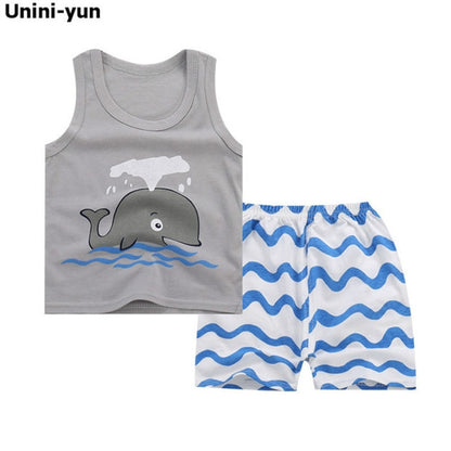 Summer Kids Clothes Children Clothing Baby Boy Set Toddler Baby Girls Clothing Set Cotton Cartoon T-shirts+Shorts for 1 2 3 4Y