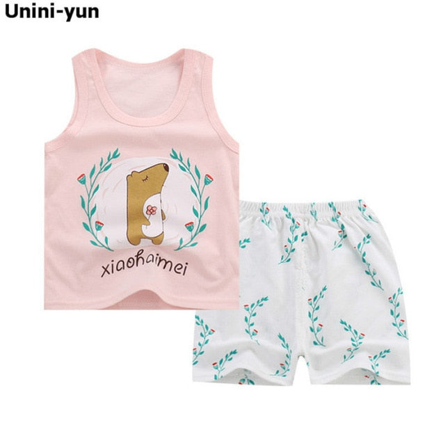Summer Kids Clothes Children Clothing Baby Boy Set Toddler Baby Girls Clothing Set Cotton Cartoon T-shirts+Shorts for 1 2 3 4Y