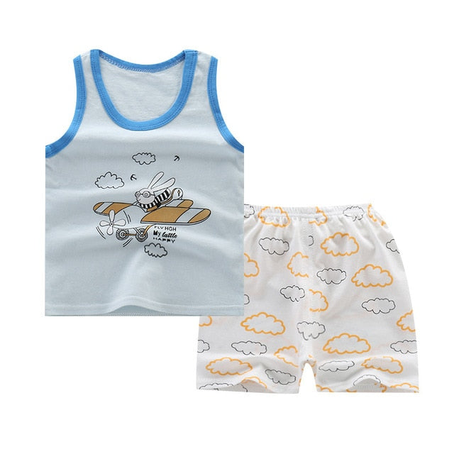 Summer Kids Clothes Children Clothing Baby Boy Set Toddler Baby Girls Clothing Set Cotton Cartoon T-shirts+Shorts for 1 2 3 4Y