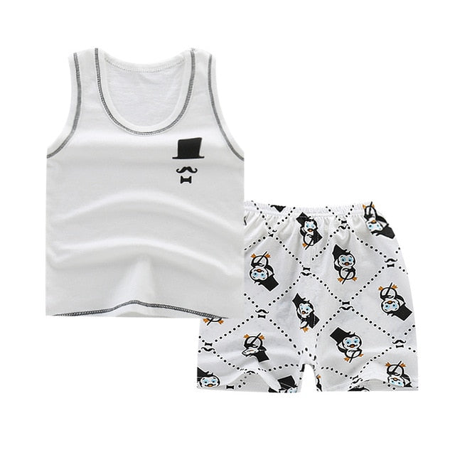 Summer Kids Clothes Children Clothing Baby Boy Set Toddler Baby Girls Clothing Set Cotton Cartoon T-shirts+Shorts for 1 2 3 4Y
