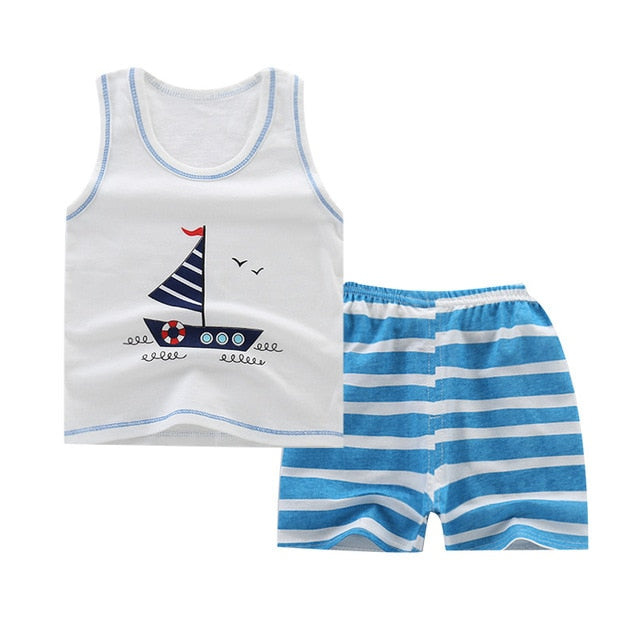Summer Kids Clothes Children Clothing Baby Boy Set Toddler Baby Girls Clothing Set Cotton Cartoon T-shirts+Shorts for 1 2 3 4Y