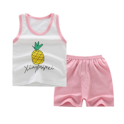 Summer Kids Clothes Children Clothing Baby Boy Set Toddler Baby Girls Clothing Set Cotton Cartoon T-shirts+Shorts for 1 2 3 4Y