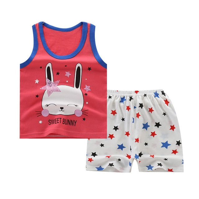 Summer Kids Clothes Children Clothing Baby Boy Set Toddler Baby Girls Clothing Set Cotton Cartoon T-shirts+Shorts for 1 2 3 4Y