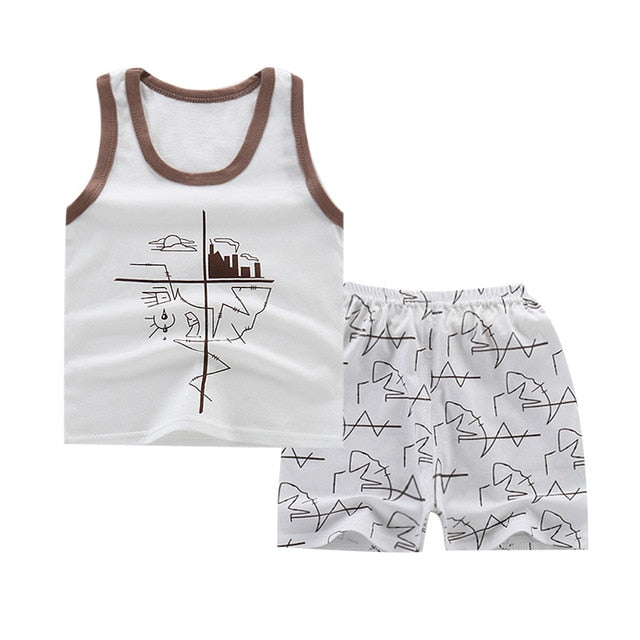 Summer Kids Clothes Children Clothing Baby Boy Set Toddler Baby Girls Clothing Set Cotton Cartoon T-shirts+Shorts for 1 2 3 4Y
