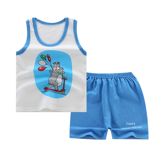 Summer Kids Clothes Children Clothing Baby Boy Set Toddler Baby Girls Clothing Set Cotton Cartoon T-shirts+Shorts for 1 2 3 4Y