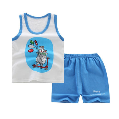 Summer Kids Clothes Children Clothing Baby Boy Set Toddler Baby Girls Clothing Set Cotton Cartoon T-shirts+Shorts for 1 2 3 4Y
