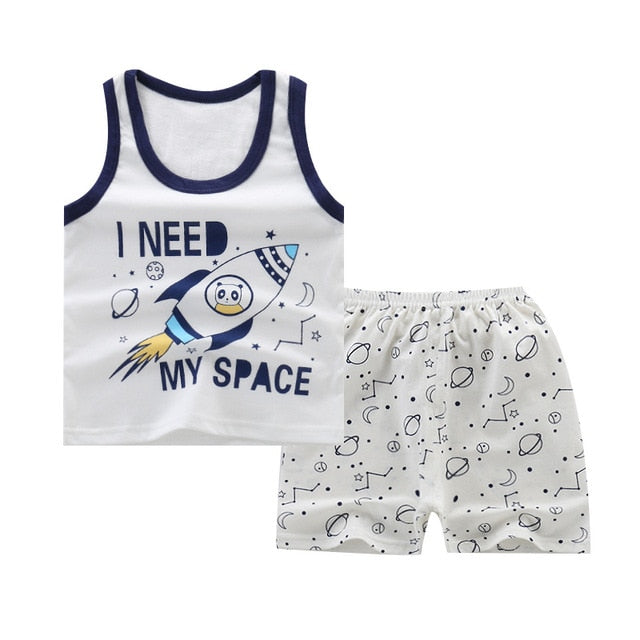 Summer Kids Clothes Children Clothing Baby Boy Set Toddler Baby Girls Clothing Set Cotton Cartoon T-shirts+Shorts for 1 2 3 4Y