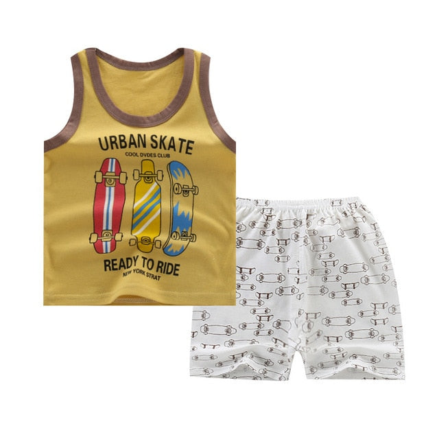 Summer Kids Clothes Children Clothing Baby Boy Set Toddler Baby Girls Clothing Set Cotton Cartoon T-shirts+Shorts for 1 2 3 4Y