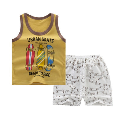 Summer Kids Clothes Children Clothing Baby Boy Set Toddler Baby Girls Clothing Set Cotton Cartoon T-shirts+Shorts for 1 2 3 4Y