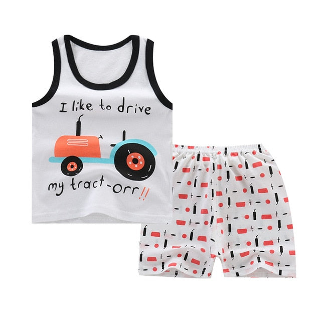 Summer Kids Clothes Children Clothing Baby Boy Set Toddler Baby Girls Clothing Set Cotton Cartoon T-shirts+Shorts for 1 2 3 4Y