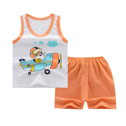 Summer Kids Clothes Children Clothing Baby Boy Set Toddler Baby Girls Clothing Set Cotton Cartoon T-shirts+Shorts for 1 2 3 4Y