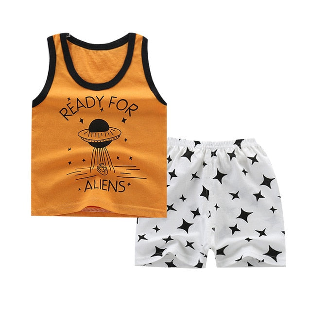 Summer Kids Clothes Children Clothing Baby Boy Set Toddler Baby Girls Clothing Set Cotton Cartoon T-shirts+Shorts for 1 2 3 4Y