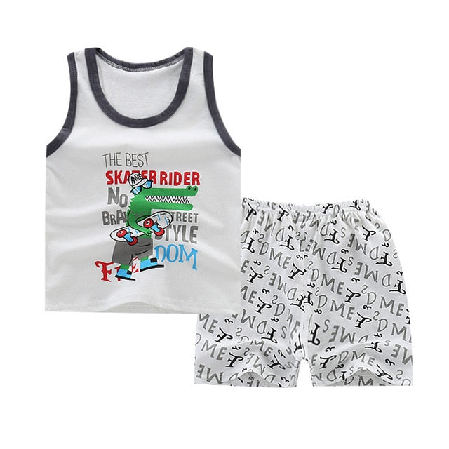Summer Kids Clothes Children Clothing Baby Boy Set Toddler Baby Girls Clothing Set Cotton Cartoon T-shirts+Shorts for 1 2 3 4Y