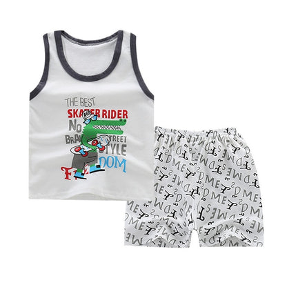Summer Kids Clothes Children Clothing Baby Boy Set Toddler Baby Girls Clothing Set Cotton Cartoon T-shirts+Shorts for 1 2 3 4Y